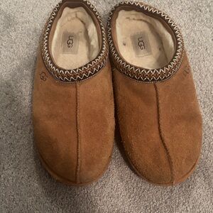 UGG Chestnut Brown Suede Shearling Clog Slippers